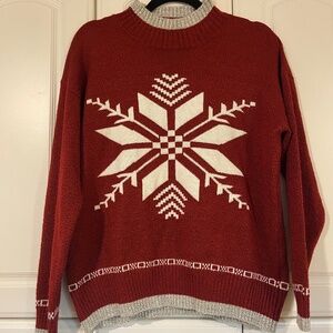 Red Snowflake Mockneck Sweater